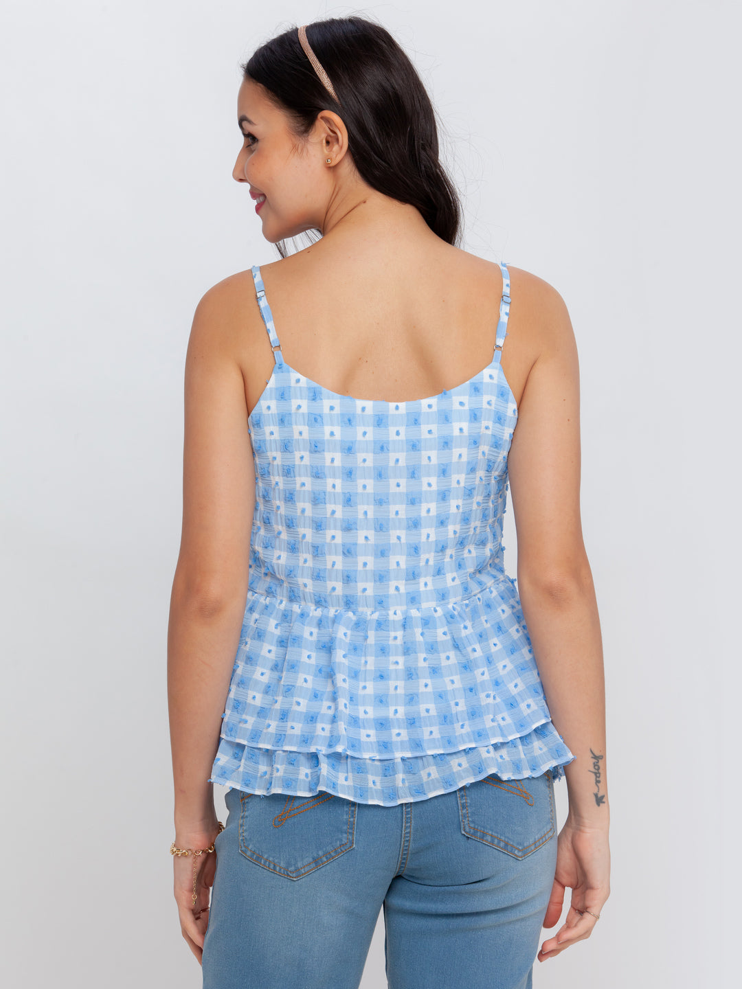 Blue Printed Strappy Top