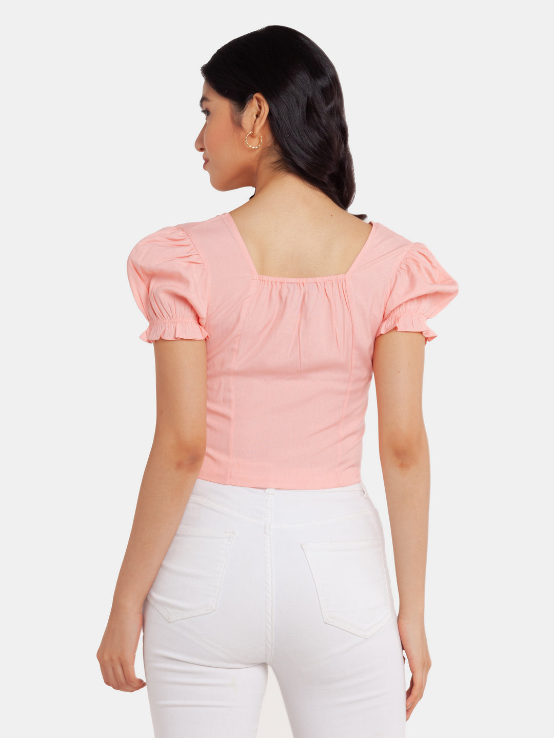 Pink Solid Bodycon Top