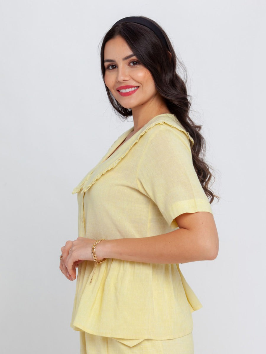 Yellow Solid Top For Women