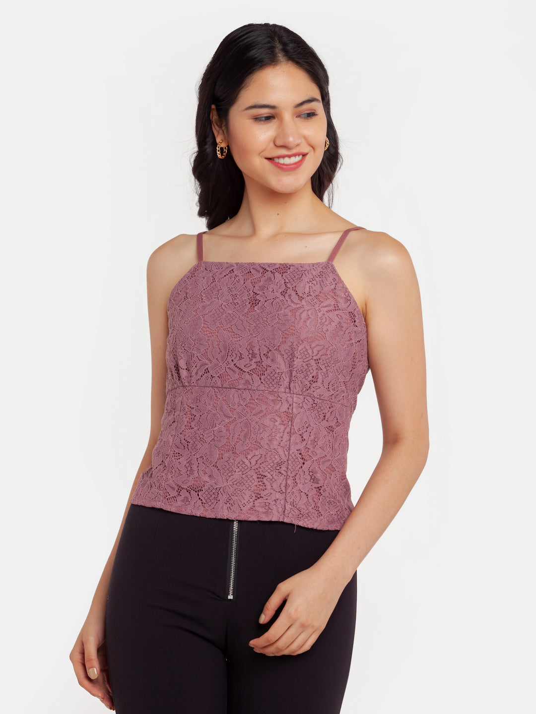 Pink Lace Strappy Top