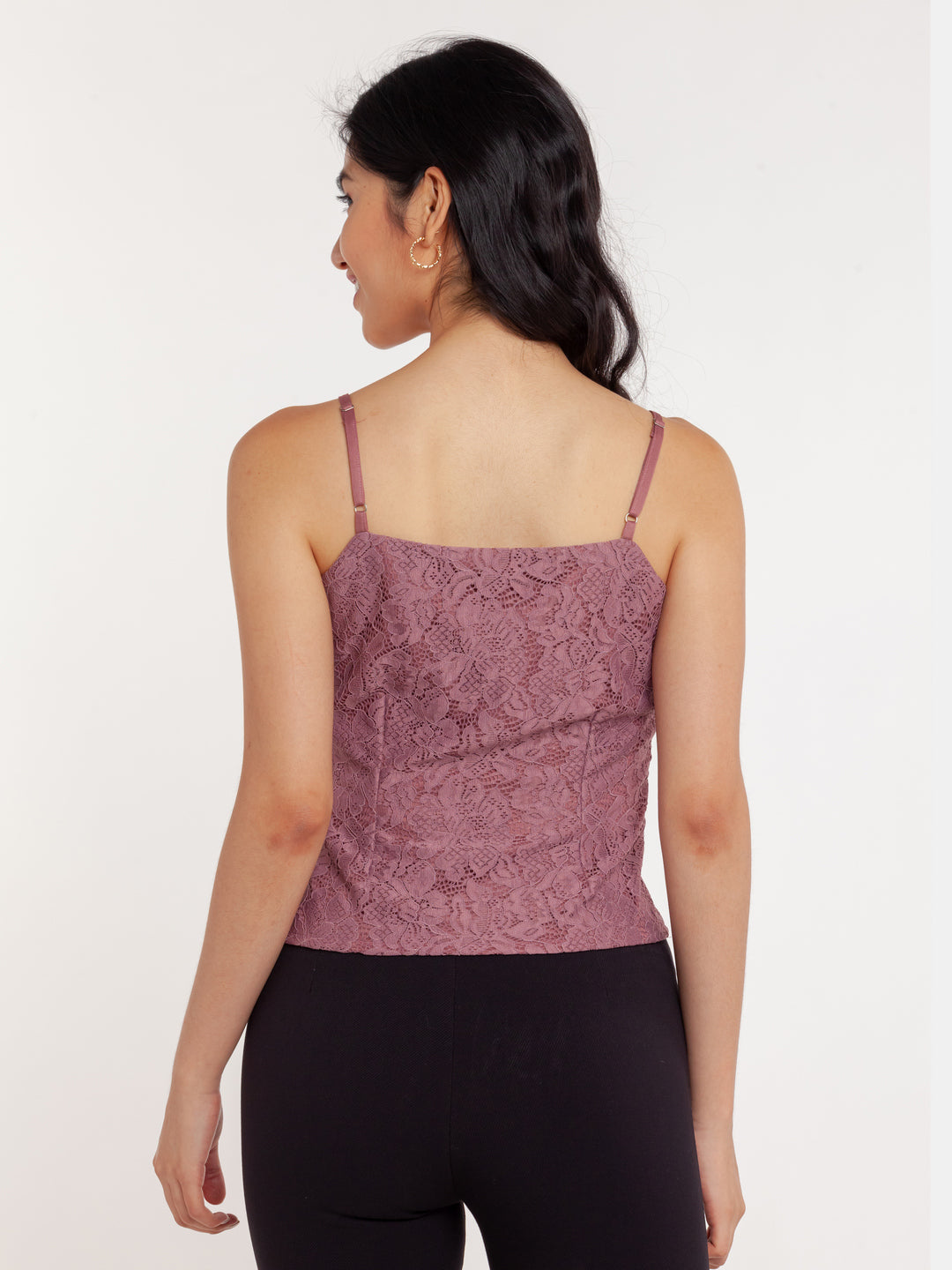 Pink Lace Strappy Top For Women