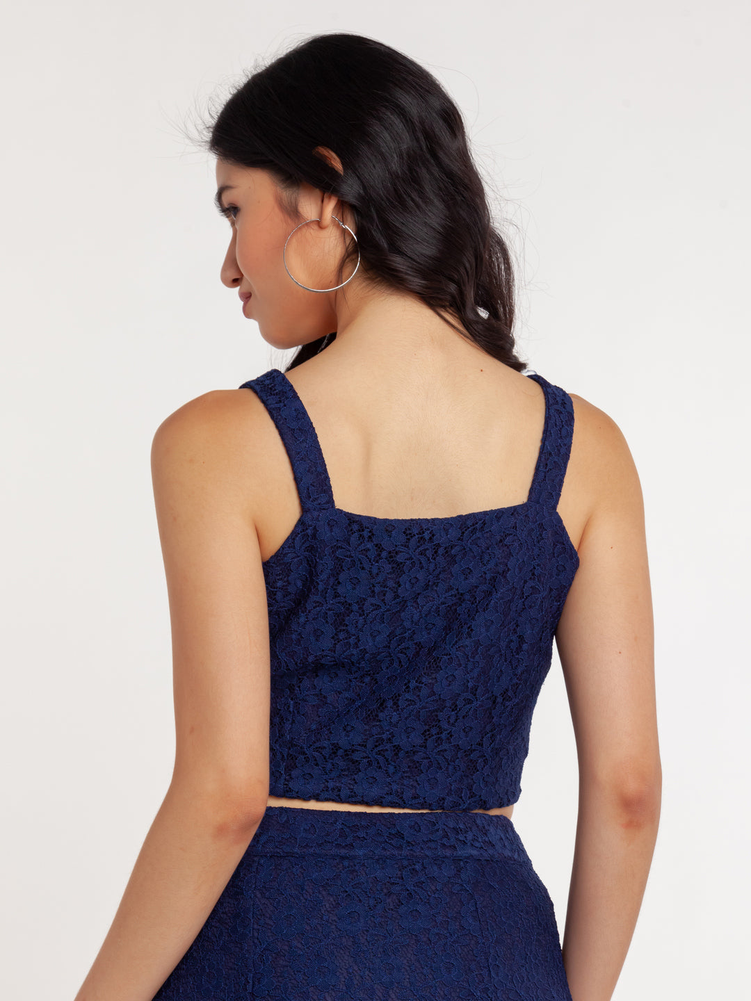 Navy Blue Lace Strappy Top