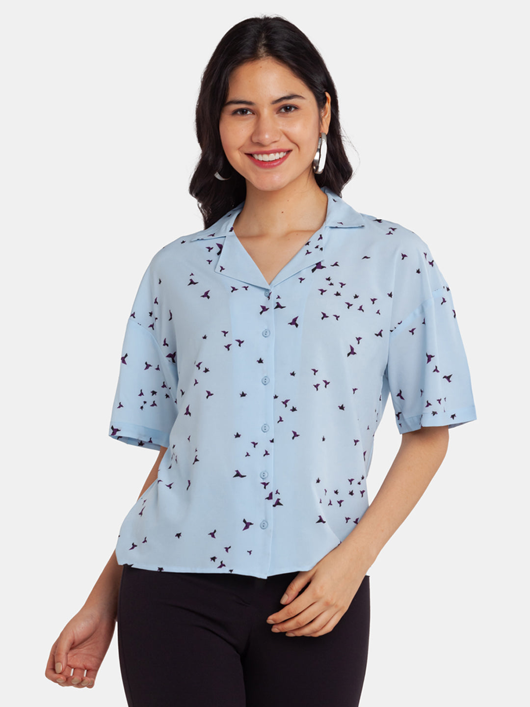 Blue Printed Regular Shirt