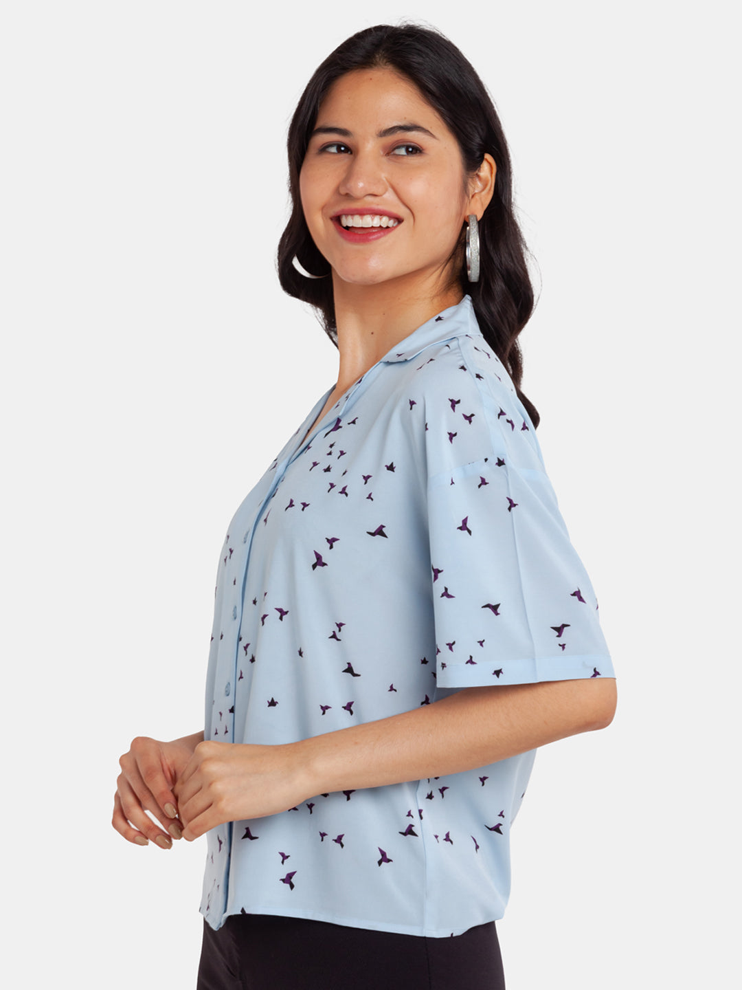 Blue Printed Regular Shirt