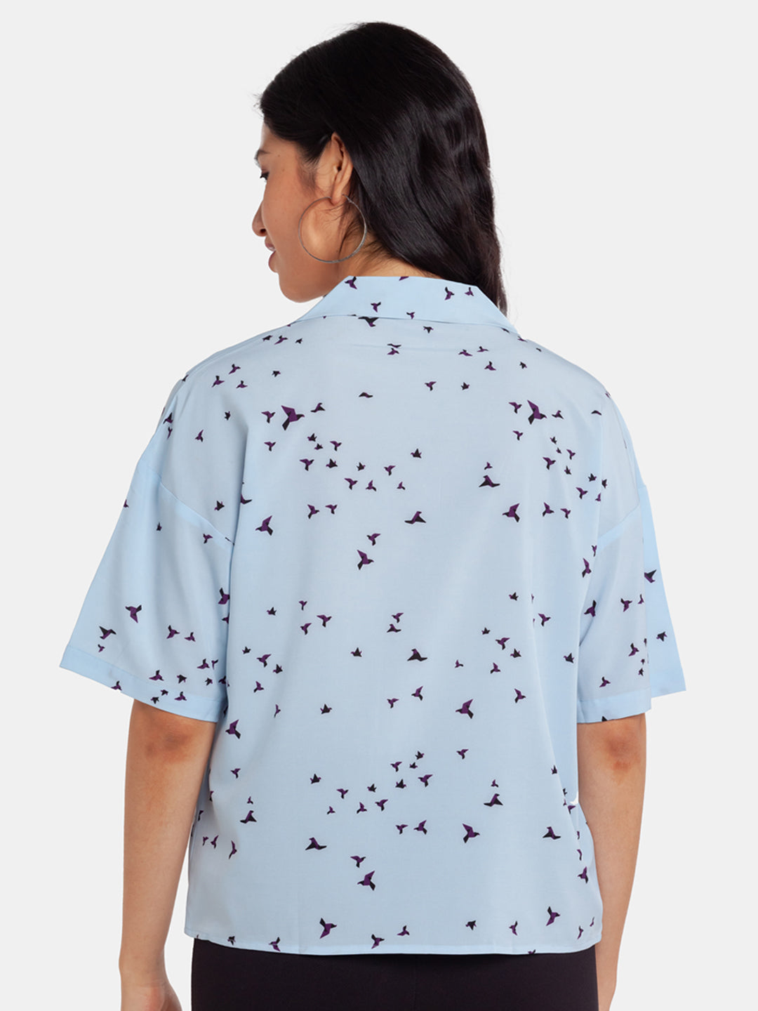 Blue Printed Regular Shirt for Women
