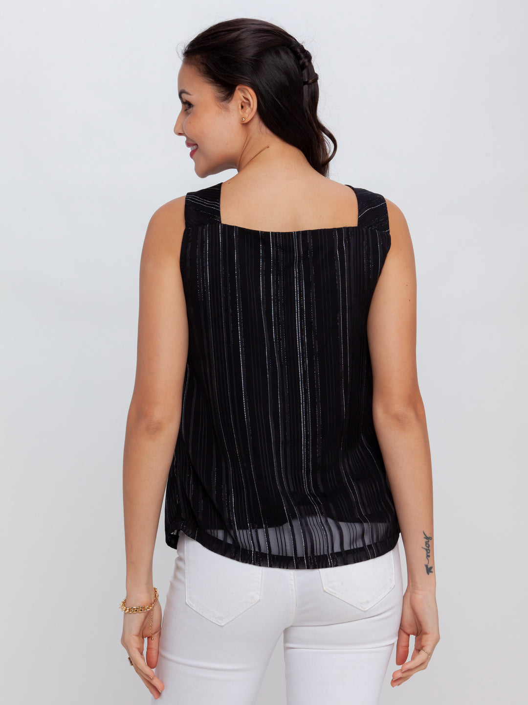 Black Striped Strappy Top