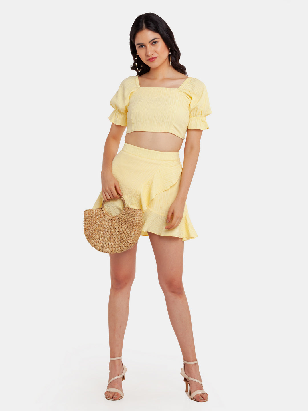 Yellow Solid Crop Top