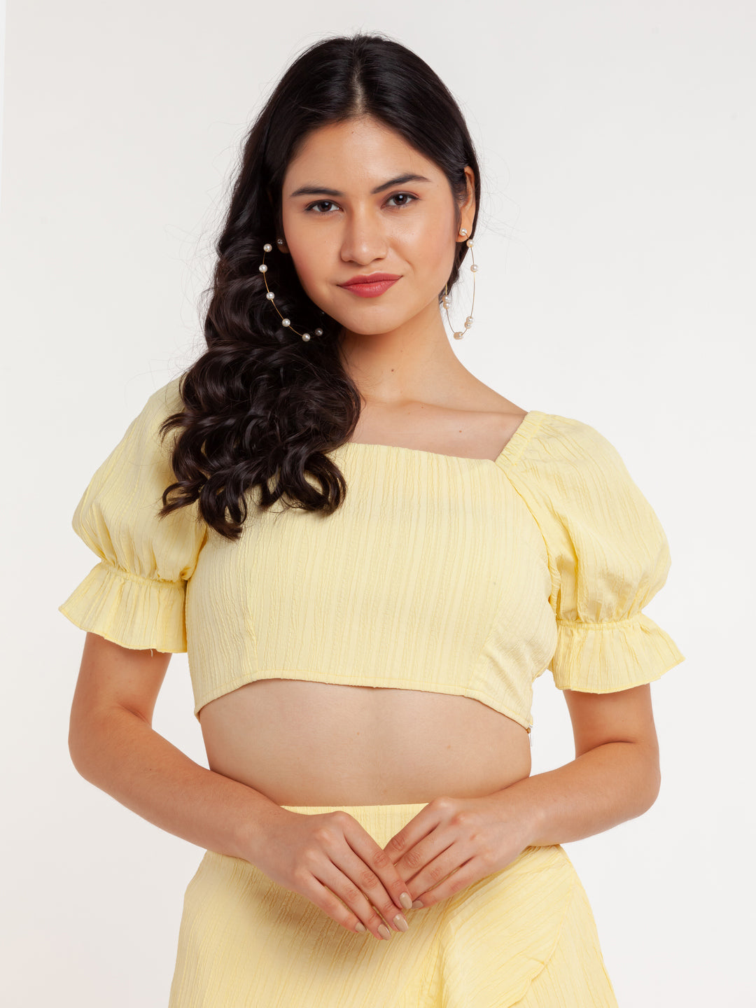 Yellow Solid Crop Top