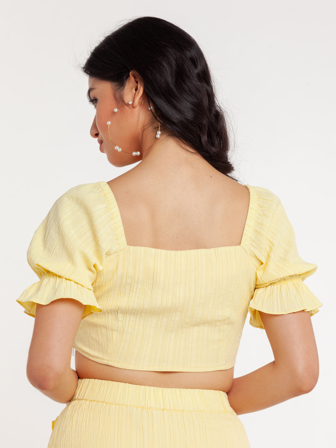 Yellow Solid Crop Top