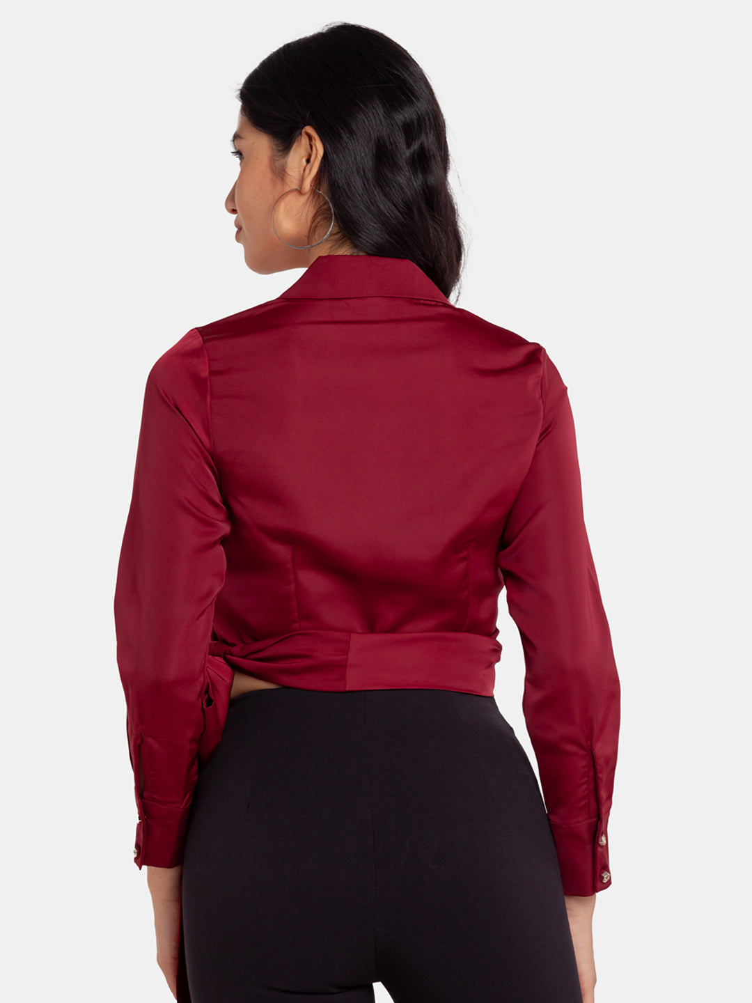 Maroon Solid Tie-Up Top