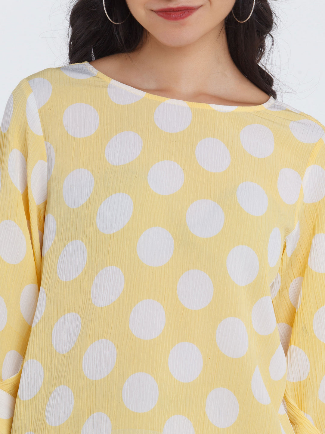 Yellow Polka Top For Women