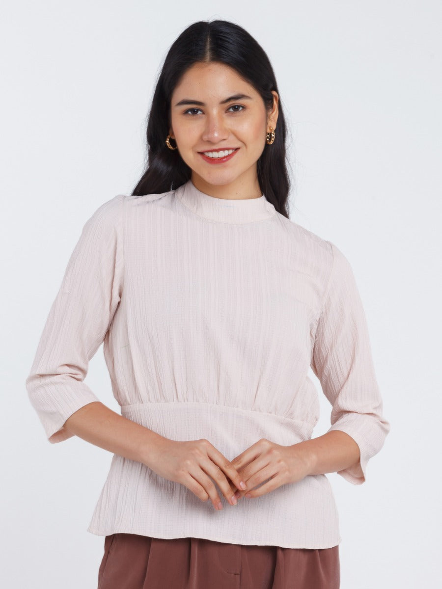 Pink Solid Straight Top For Women