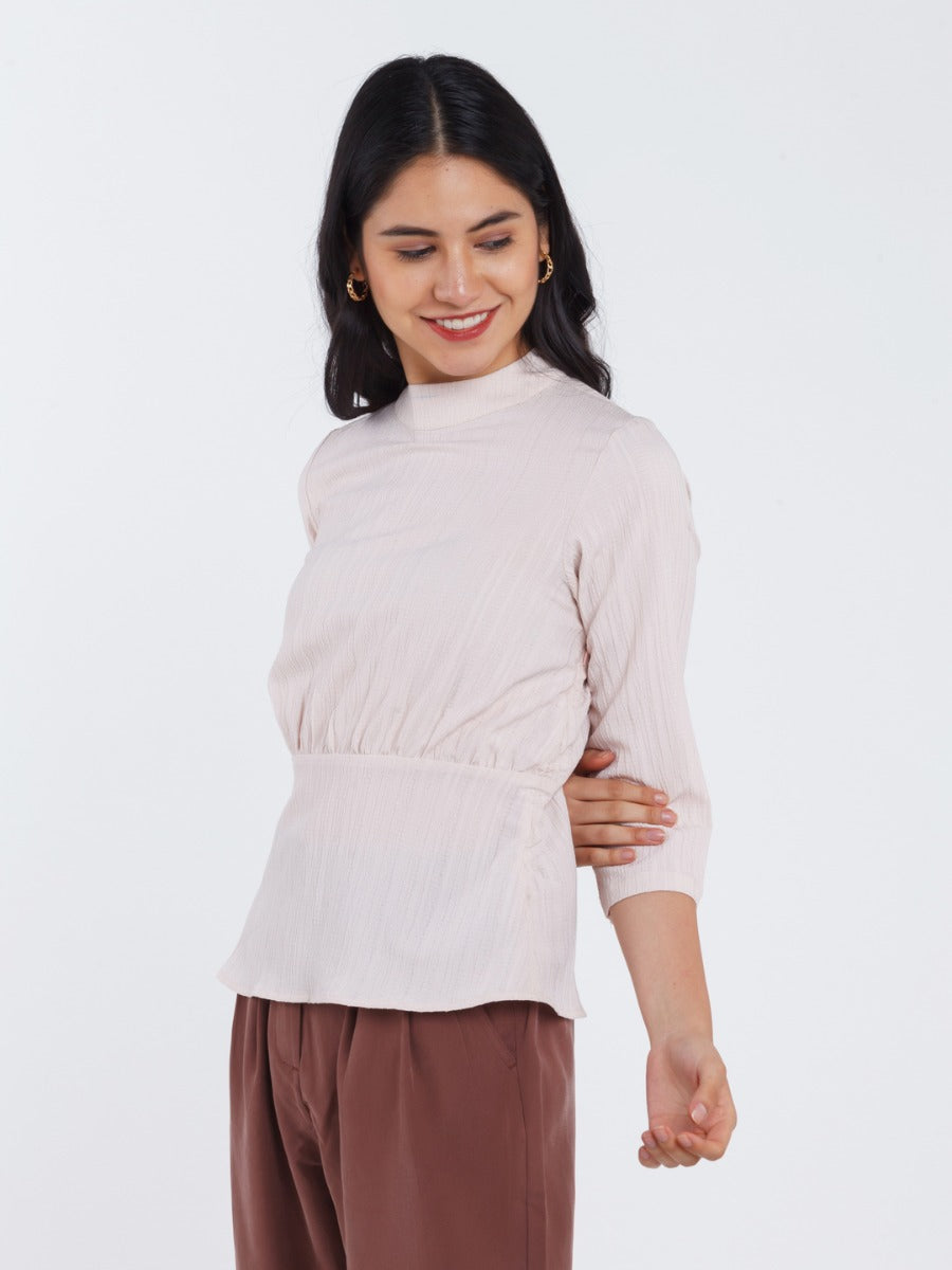 Pink Solid Straight Top For Women
