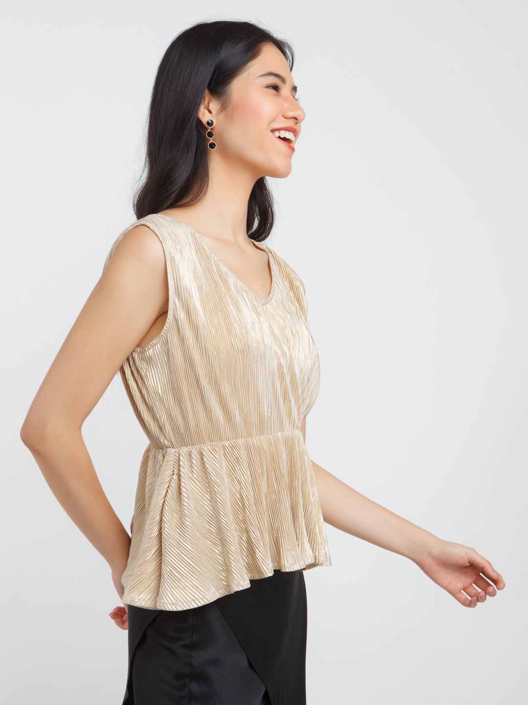 Gold Striped Top For Women