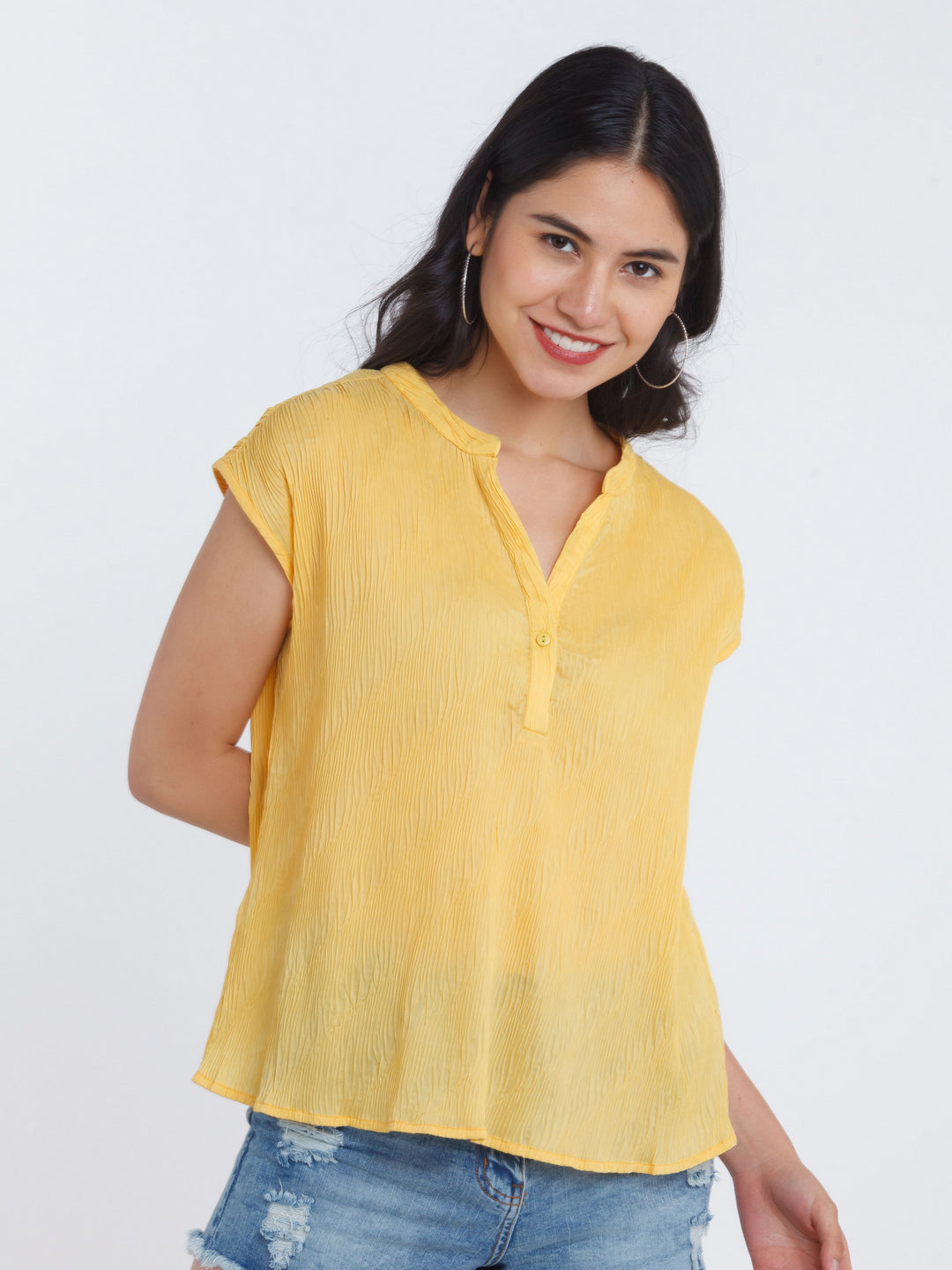 Yellow Solid Straight Top