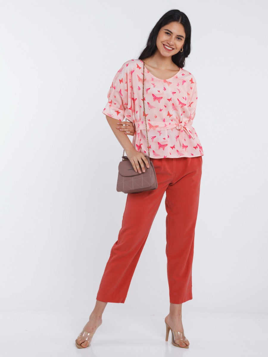 Pink Printed Top For Women
