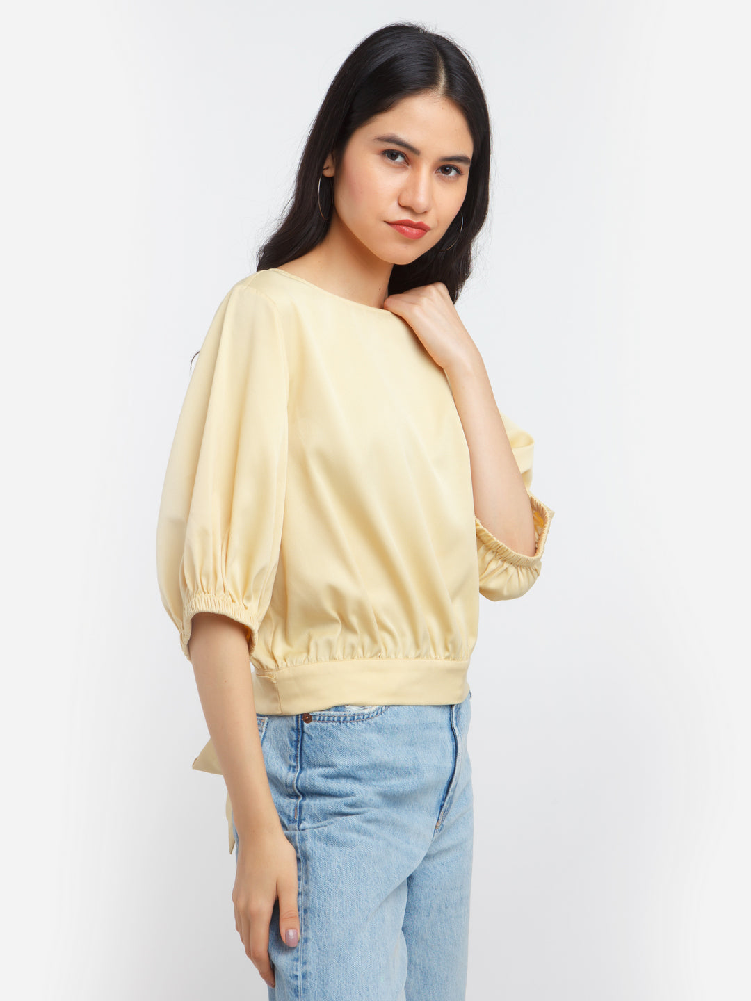 Yellow Solid Tie-Up Top