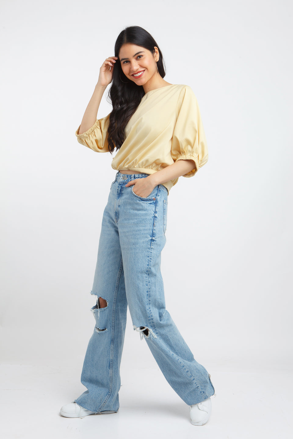 Yellow Solid Tie-Up Top