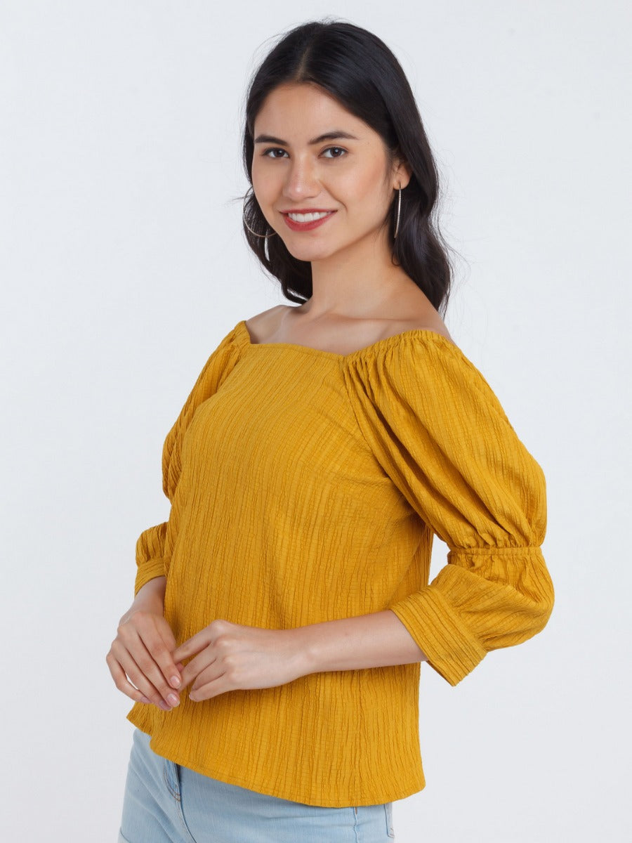 Mustard Solid Tiered Top