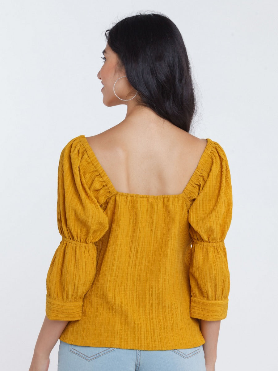 Mustard Solid Tiered Top