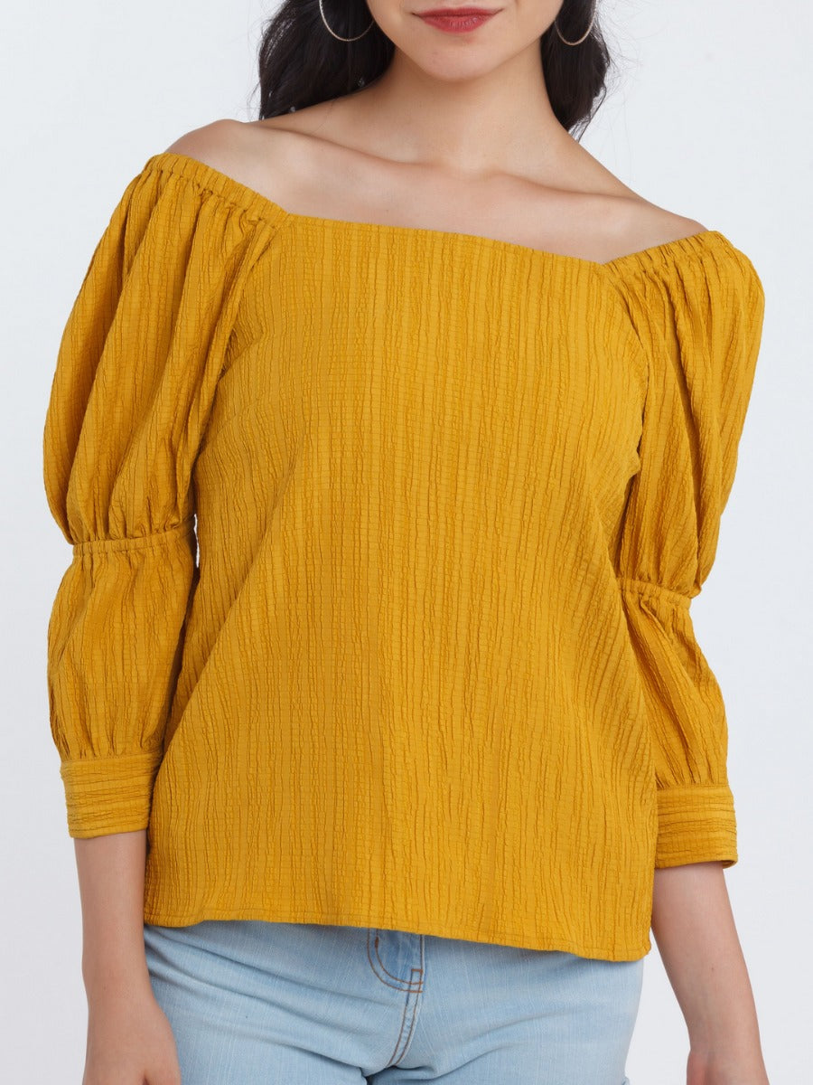 Mustard Solid Tiered Top