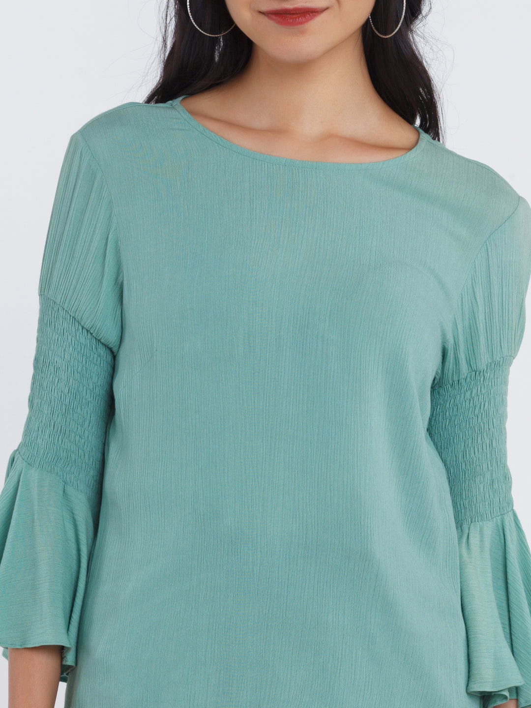 Mint Solid Flared Sleeve Top