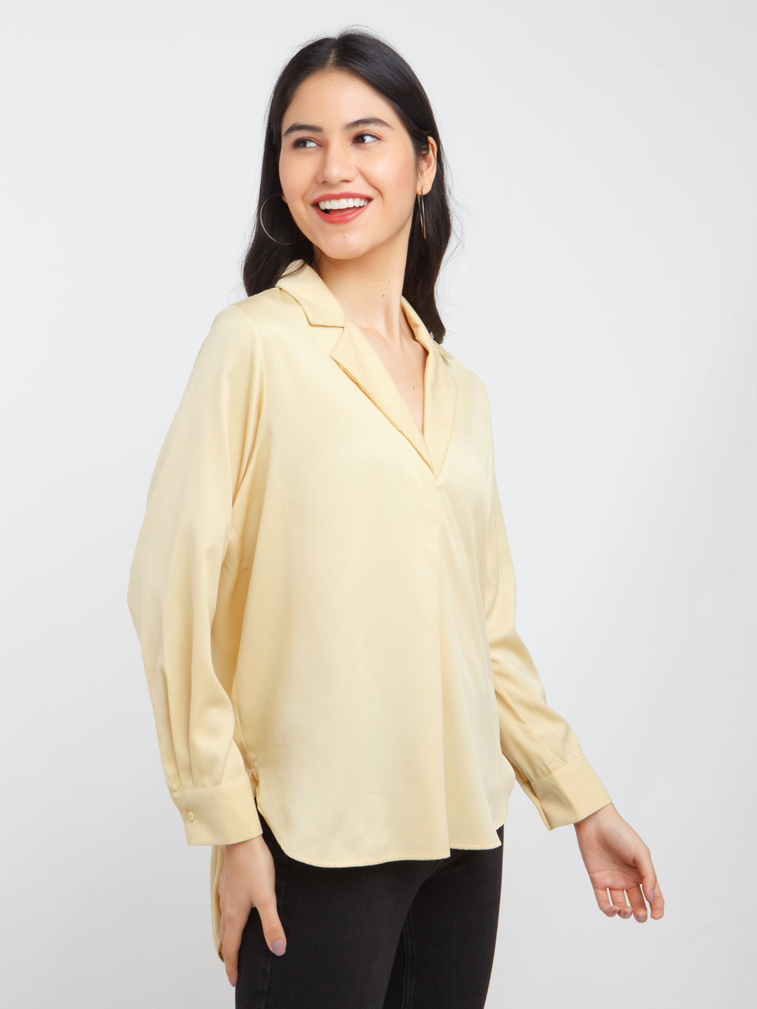 Yellow Solid Straight Shirt