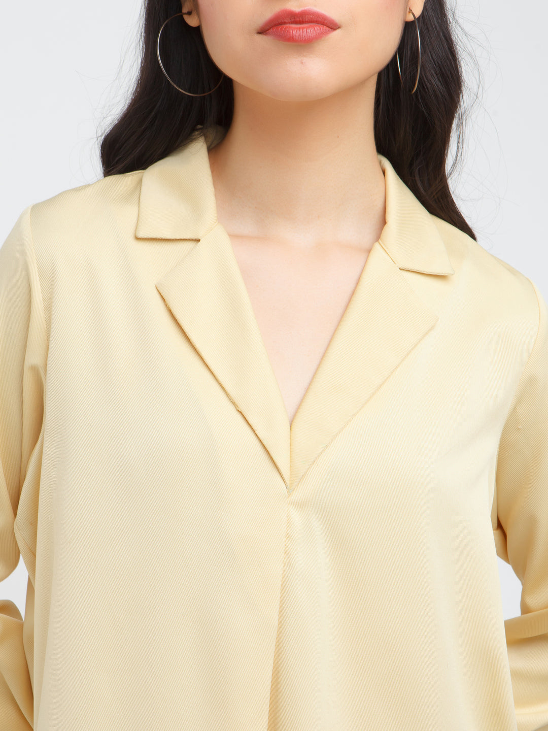 Yellow Solid Straight Shirt For Women