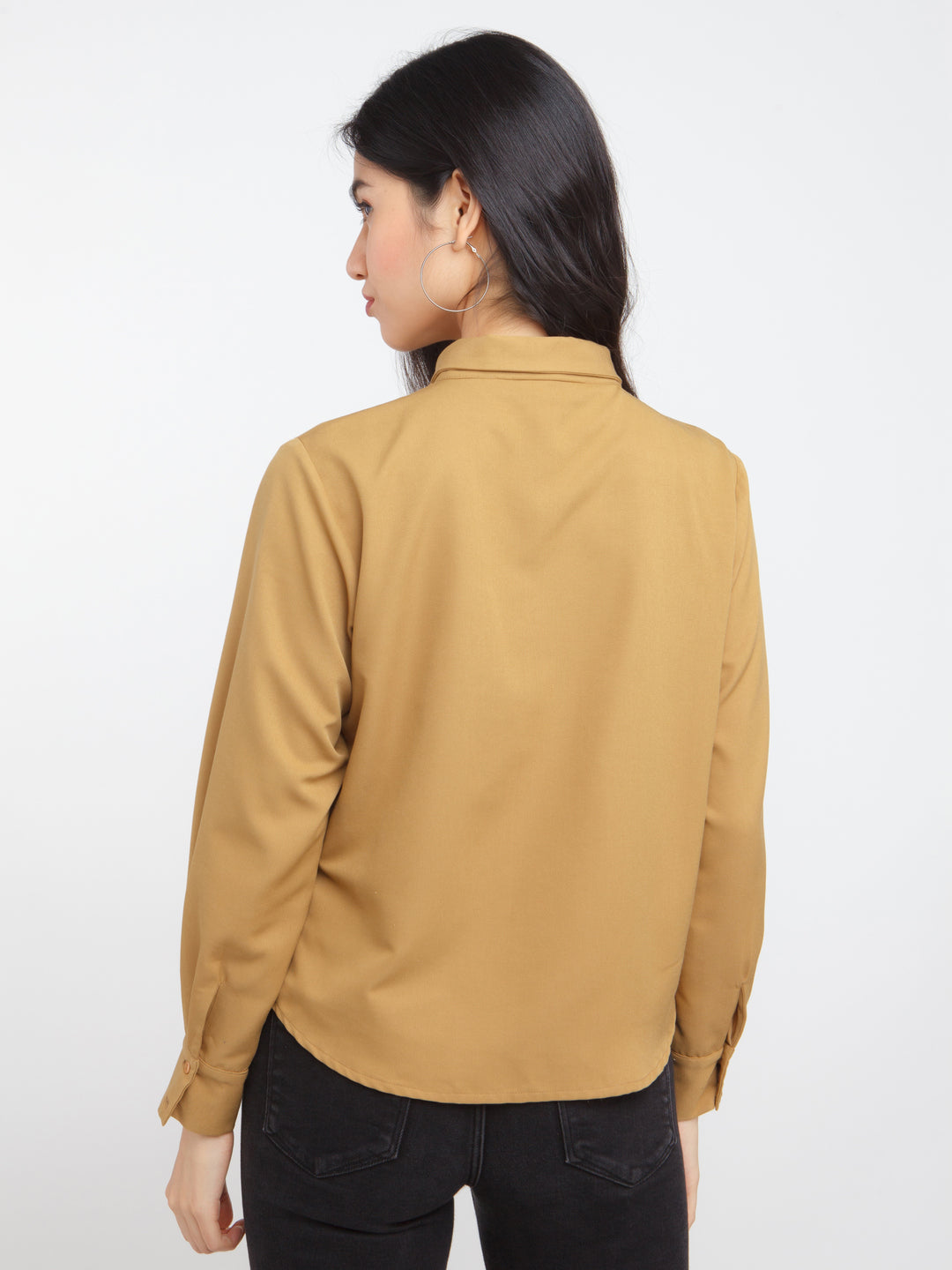 Brown Solid Straight Shirt