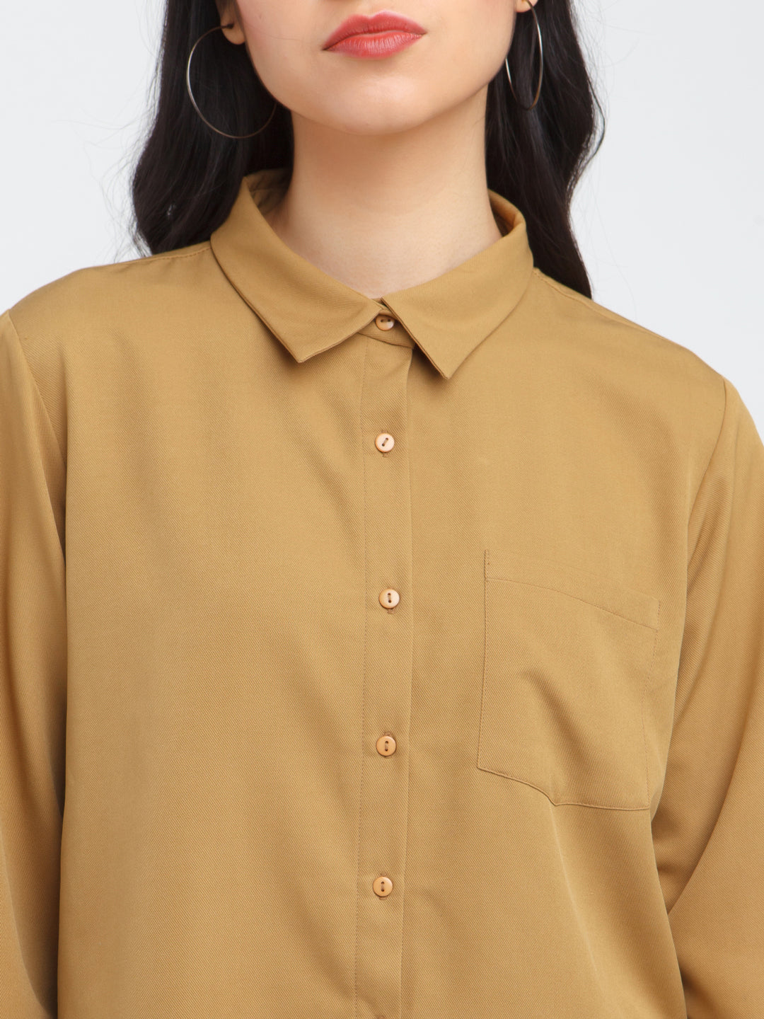 Brown Solid Straight Shirt