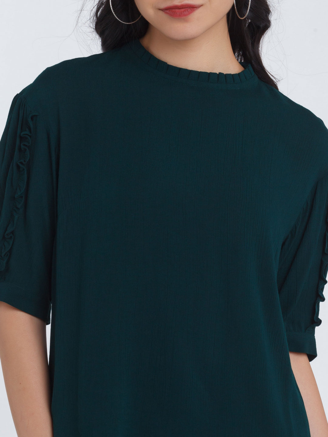 Green Solid Frill Top