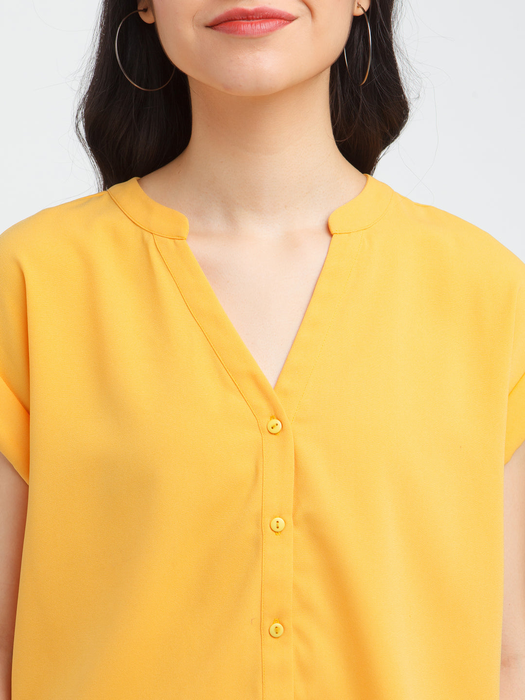 Yellow Solid Top For Women