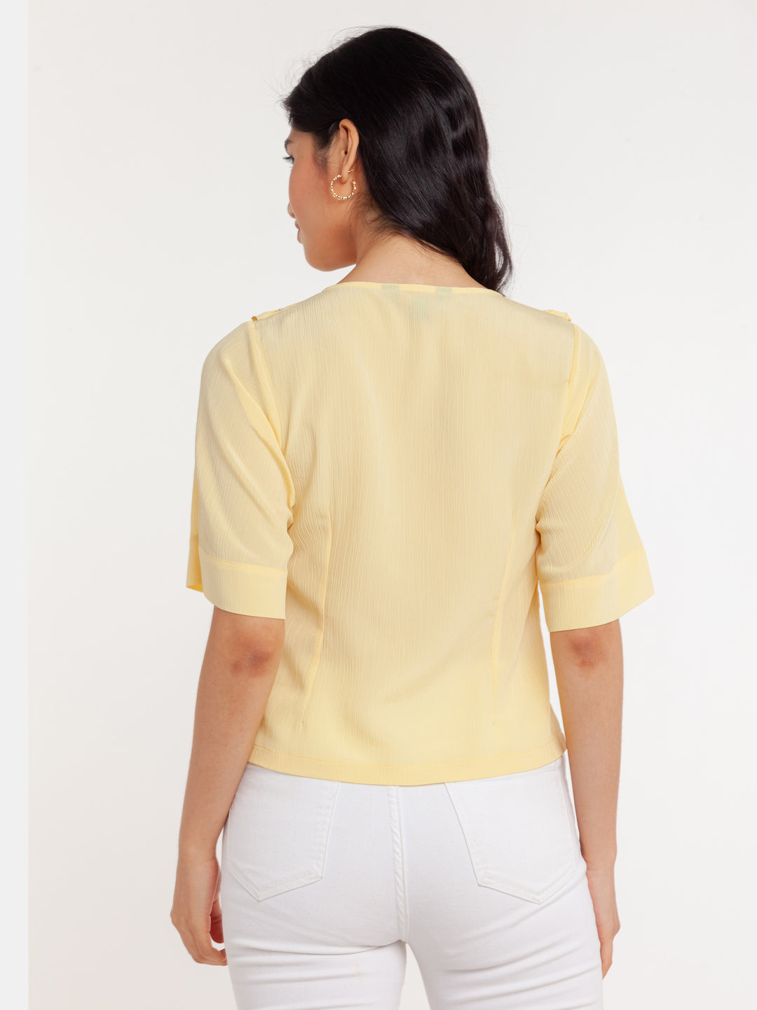 Yellow Solid Ruffled Top