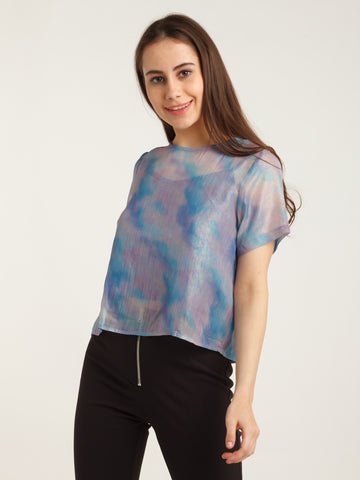 Blue Printed Top For Women