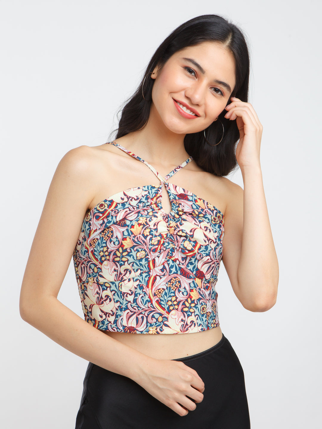 Multicolored Printed Off-shoulder Top