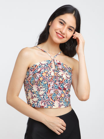 Multicolored Printed Offhoulder Top For Women