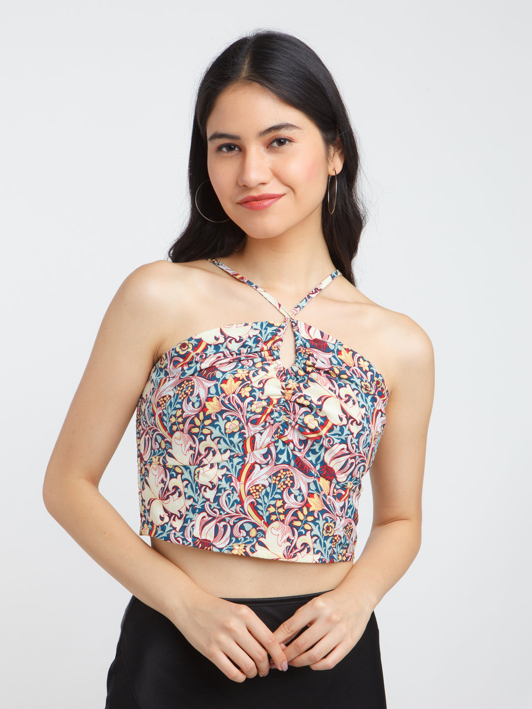 Multicolored Printed Off-shoulder Top