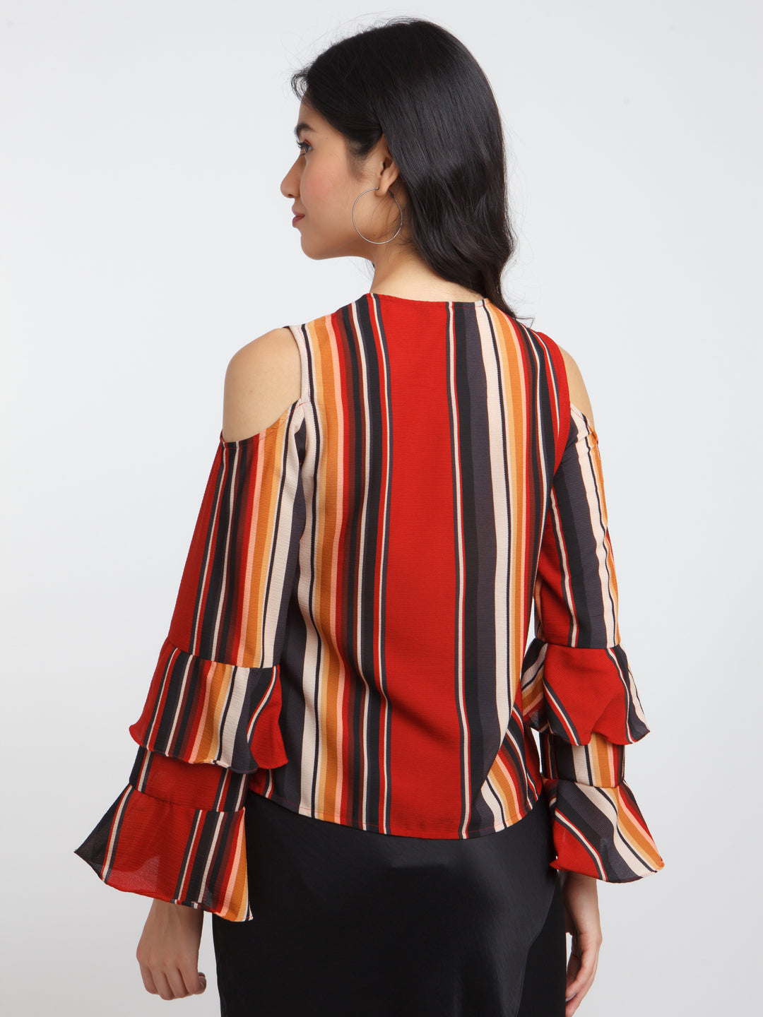 Multicolored Printed Flared Sleeve Top