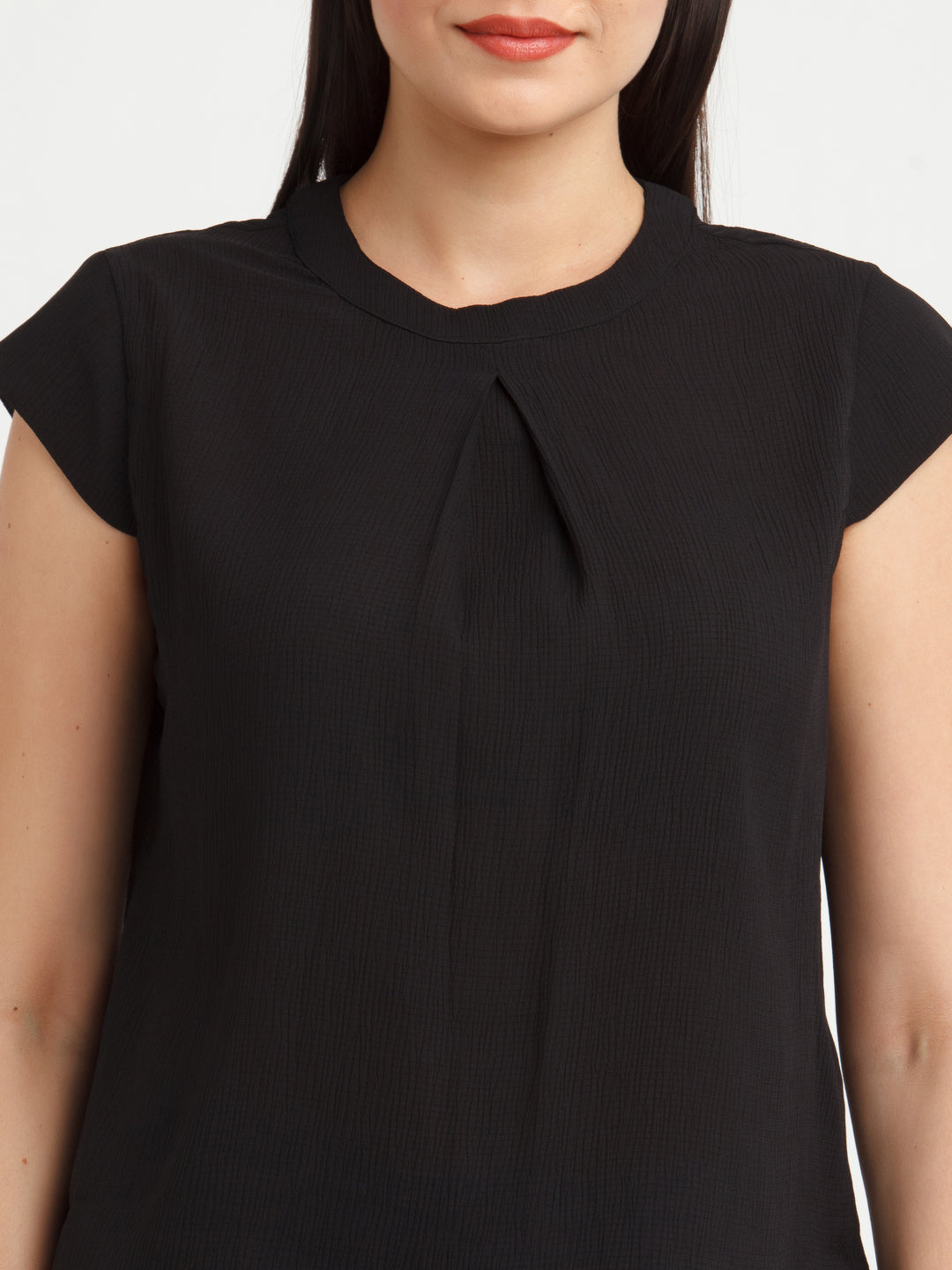 Black Solid Top For Women