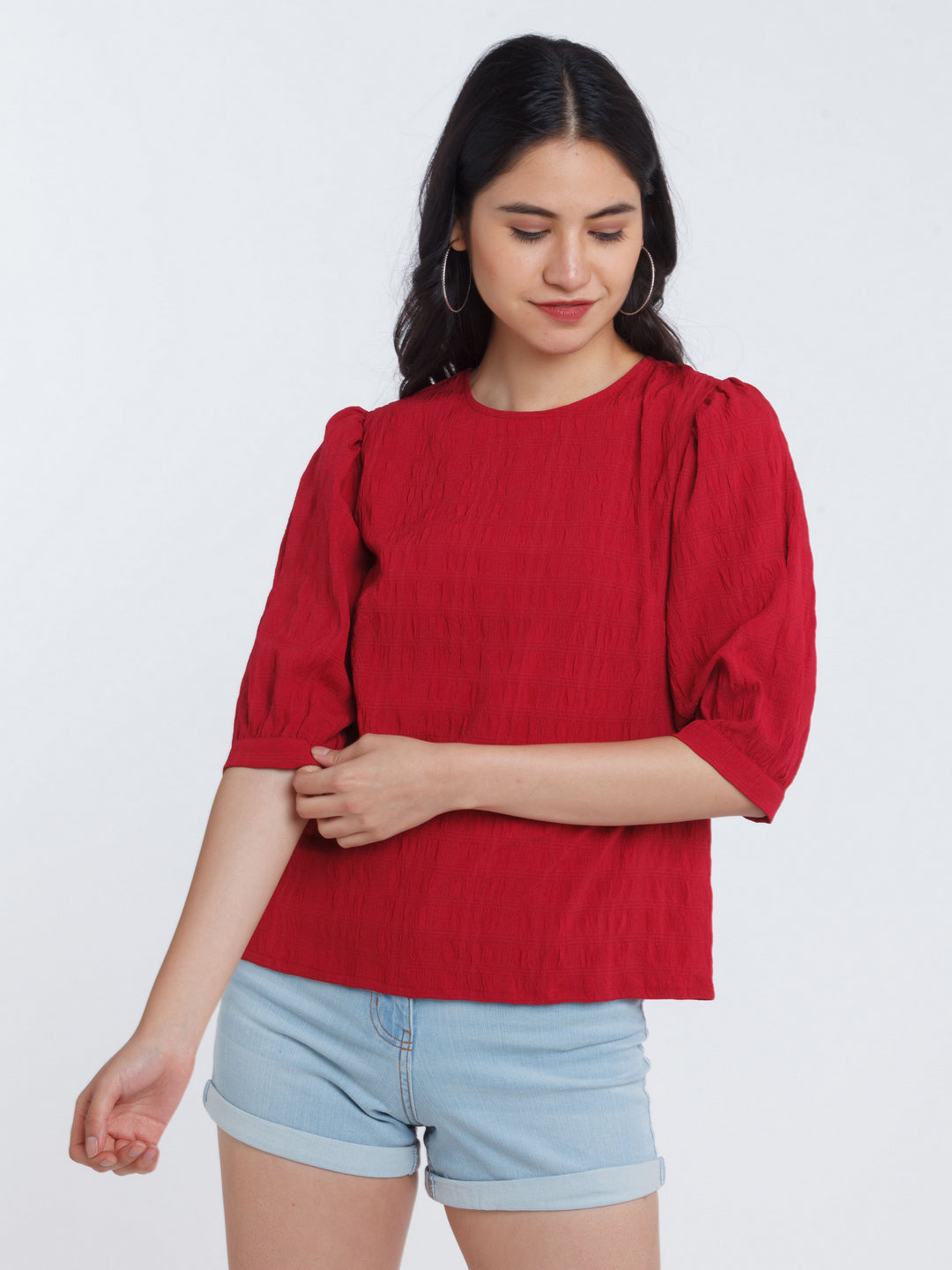 Red Puff Sleeve Top