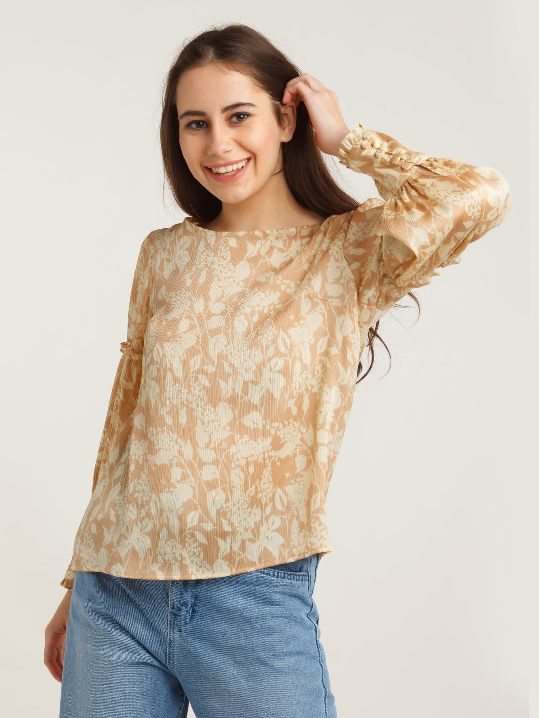 Peach Printed Top