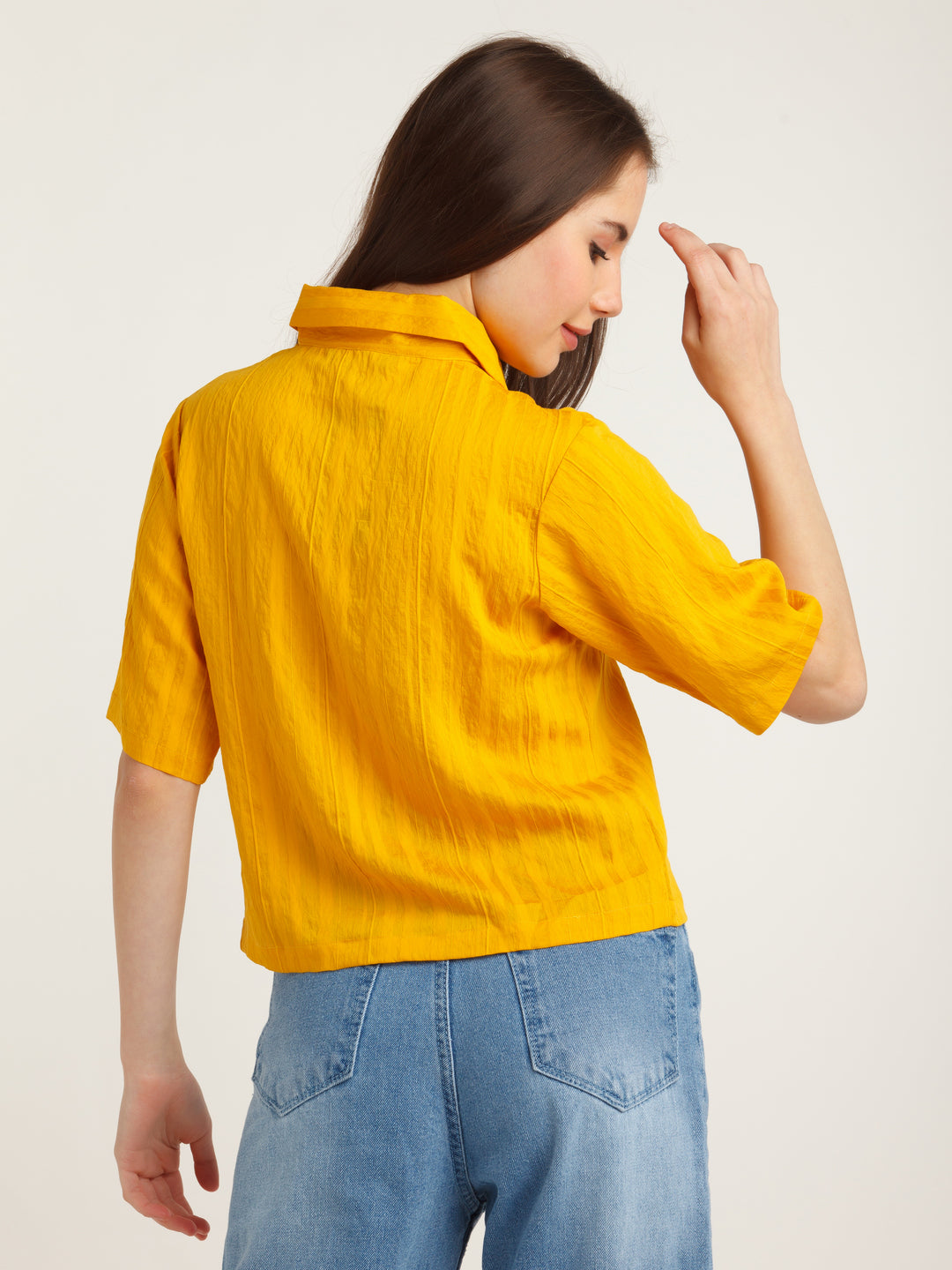 Yellow Solid Shirt For Women