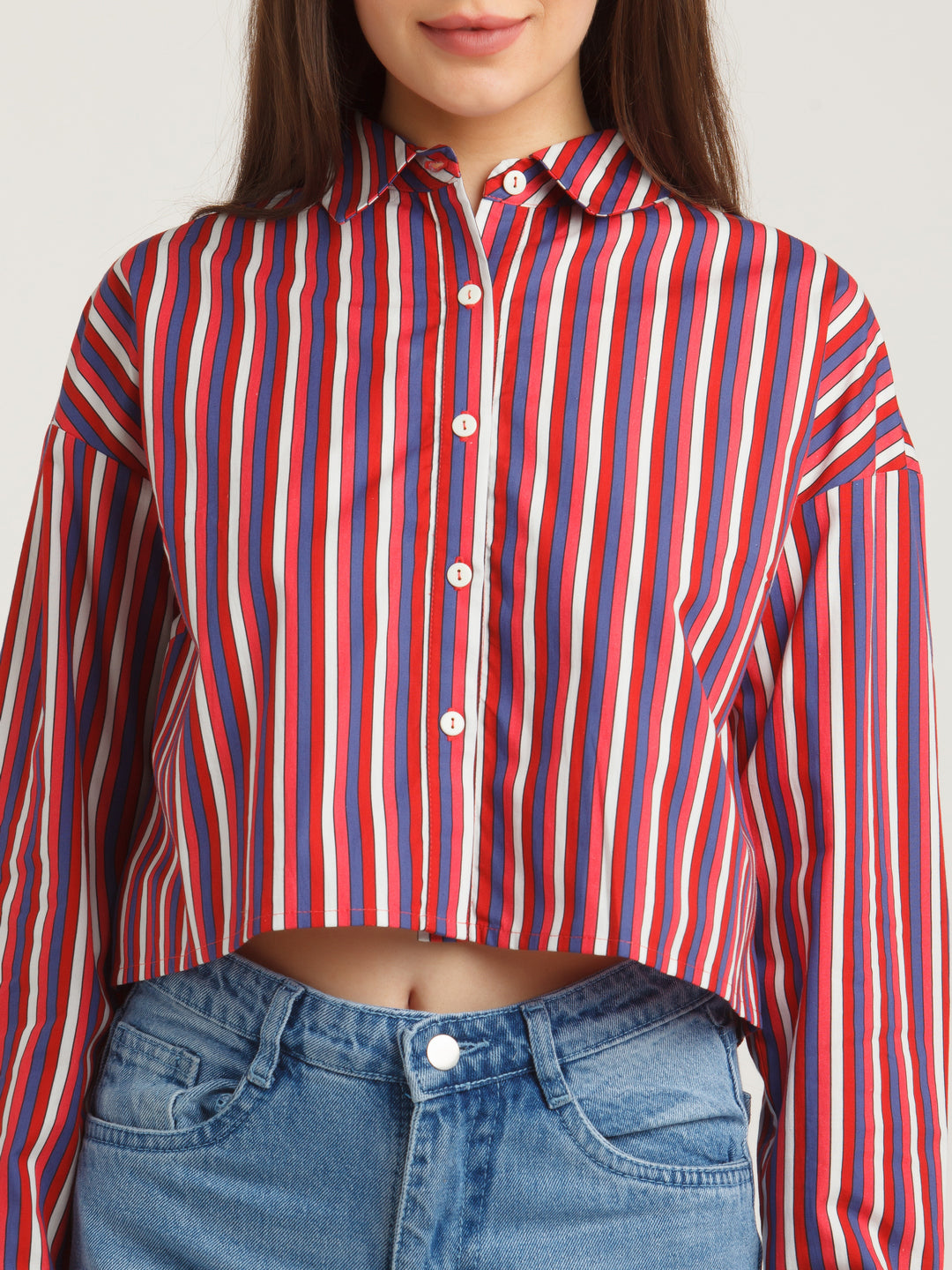 Multicolored Stripes Cropped Shirt