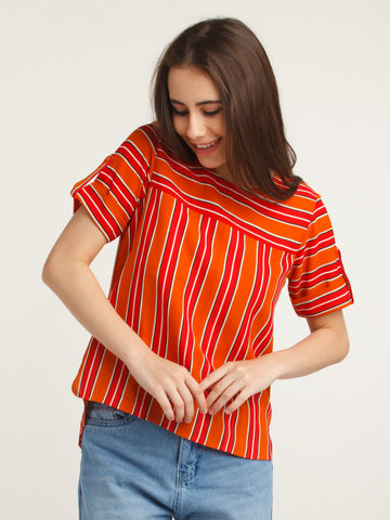 Multicolored Printed Straight Top For Women