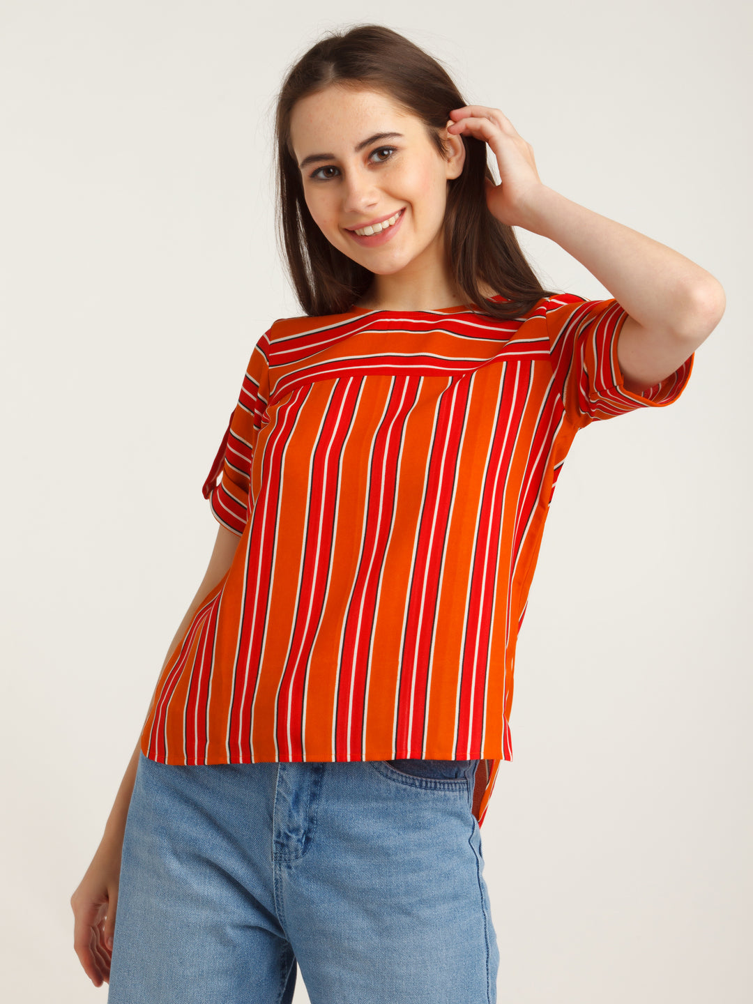 Multicolored Printed Straight Top For Women