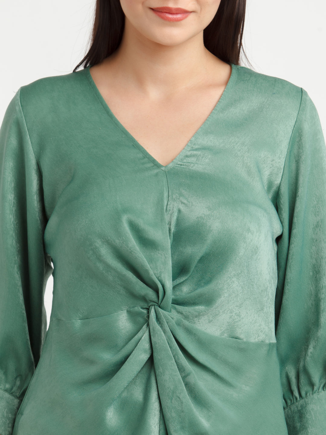 Green Solid Top For Women