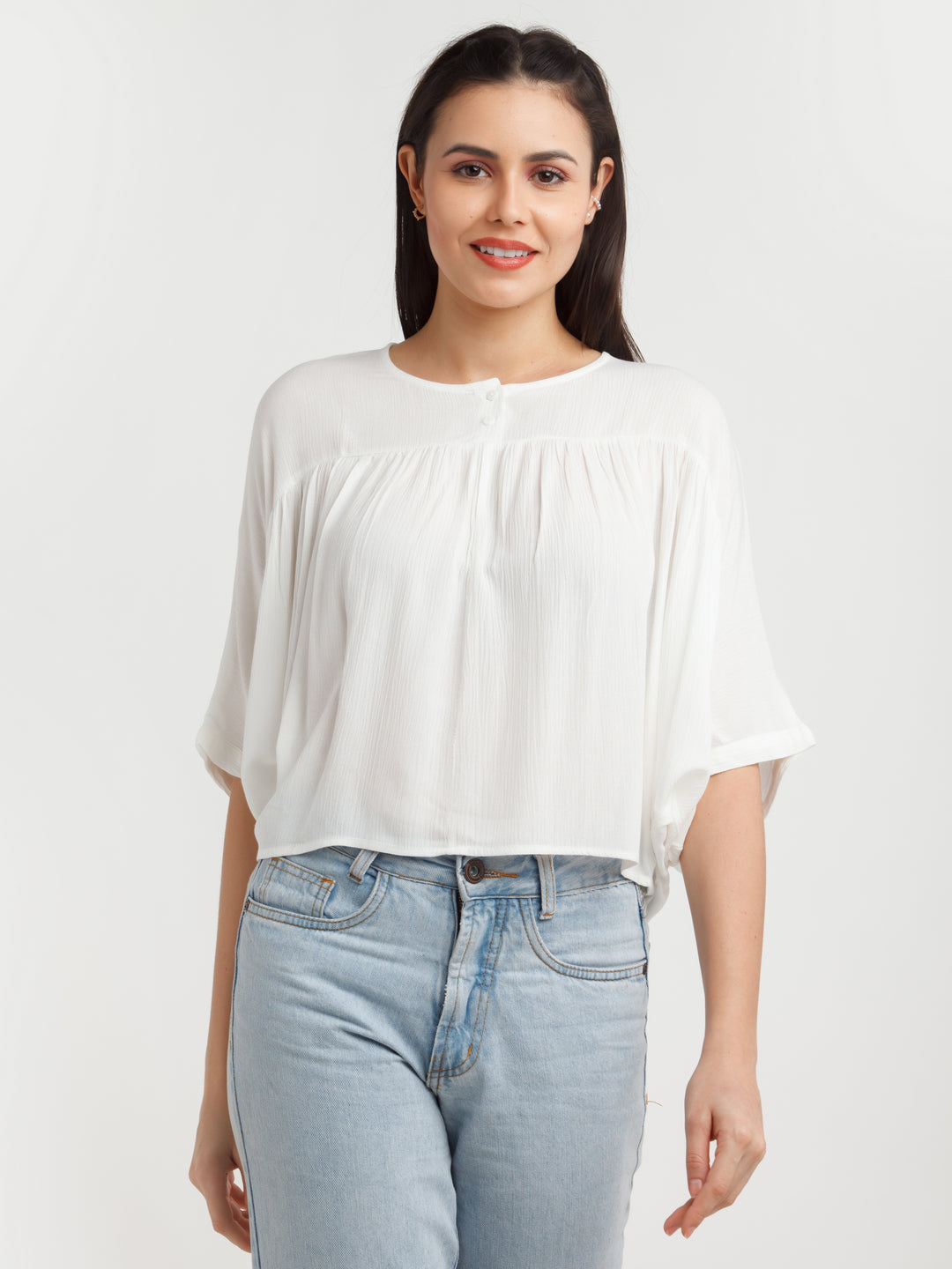 White Solid Top For Women