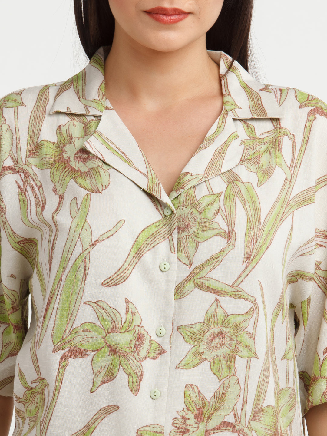 Off White Printed Shirt For Women