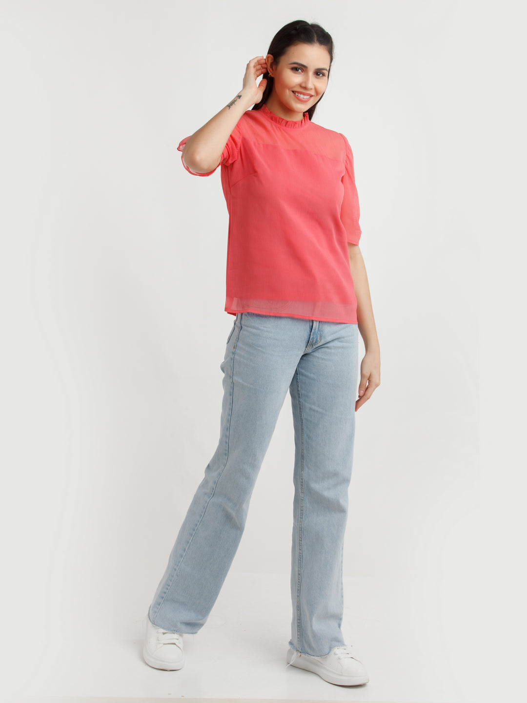 Coral Solid Top For Women