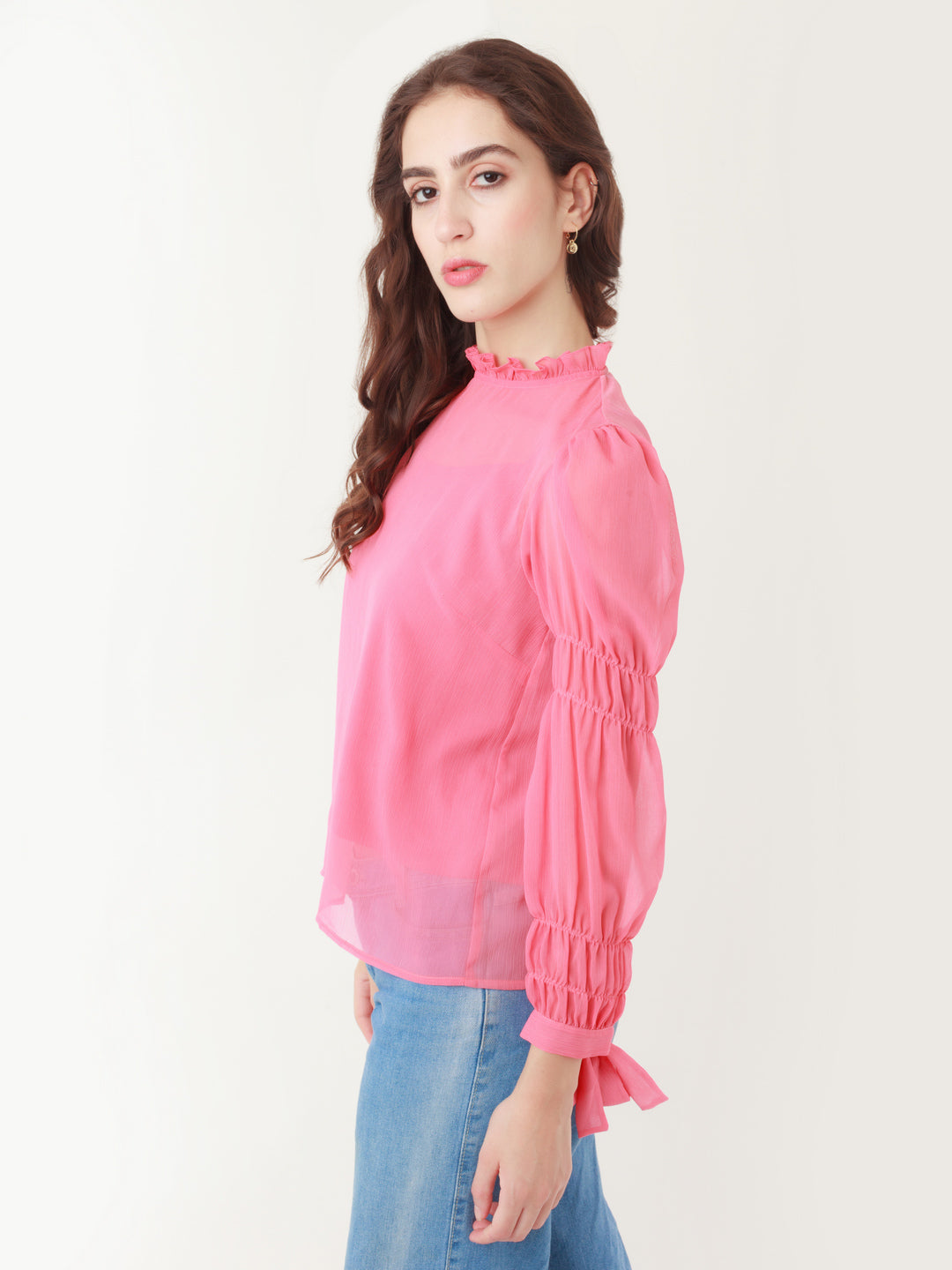 Coral Solid Tie-Up Top